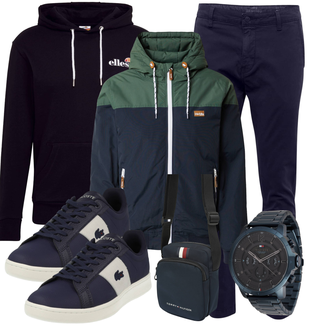 Outfit mit Dunkelblau Slim Hose/Skinny Hose/Jeggings/Twill Hose/Hose mit Schlitz levi's ® "Freizeit Outfit"