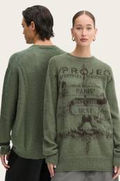 Pulover z meanico moherja PARIS' BEST JACQUARD PULLOVER zelena barva, 206SW001