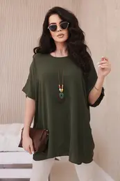 Kesi Woski Oversized blouse with pendant khaki
