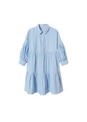 MANGO Kleid ''''Gabriela'''' pastellblau / dunkelgelb / weiß