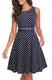 HOMEYEE Damen Vintage Rundhalsausschnitt ärmellosen Blumen Bestickt knielangen Cocktailkleid UKA079 (EU 38 = Size M,Punkt)