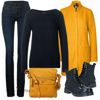 Outfit mit Blau Stiefel Tom Tailor "Herbstlicher Look"
