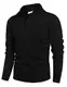 COOFANDY Herren Stehkragen Pullover Slim Fit Pullover Winter Knit Sweater Knopfleiste Casual Langarmshirt Schwarze M