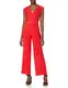 Amazon-Marke: find. Damen Kurzärmeliger Wickel-Jumpsuit aus Jersey, Rot (Red), 38, Label: M