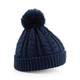 Beechfield Unisex Strickmütze mit Bommel, Zopfmuster one size,French Navy