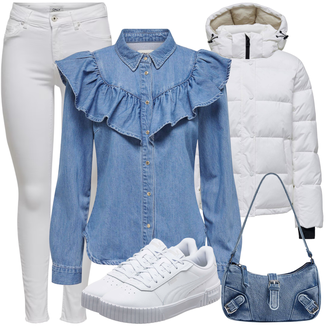Outfit sa Siva/Smeđa/Bijela/Krem Zimska Jakna/Box jakna/Snježna Jakna/Održiva jakna/Ljetna pod-jakna/Skijaška jakna/Puferica Jakna/Donja Jakna Only "Zimski outfit"