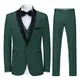 Sliktaa Herren Anzug 3 Teilig Slim Fit Reihe Einfarbig Stoff Business Shawl Kragen Klassisch Tunika(Grün M)