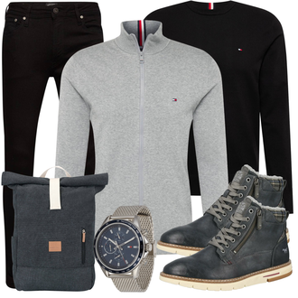 Mit Gürtel Outfit mit Schwarz/Bordeaux Biker Jeans/Lederjacke/Leder Schuhe/Push up Jeans/Slim Fit Jeans/Jeans mit Schlitz/Thermojeans/Herren Lederjacke/High Waist Jeans/Skinny Hose/Jeggings/Hose mit Schlitz/Slim Hose Jack & Jones "Freizeit Outfit"