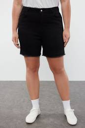 Curve Black High Waist Skinny Denim Shorts & Bermuda