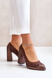 Suede Pumps On Heel Brown 2702