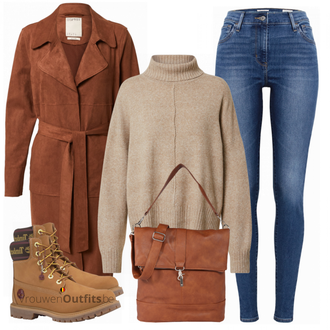 Outfit met bruin Laars Timberland "Perfect voor de winter"