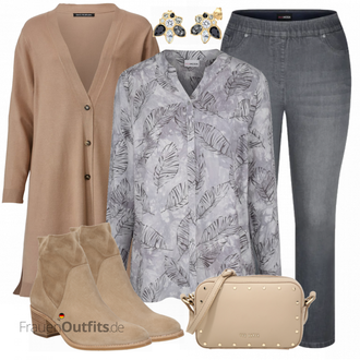 Outfit mit Braun Leder Stiefelette/Klassische Stiefelette Paul Green "Perfekte Grosse Größen Outfits"