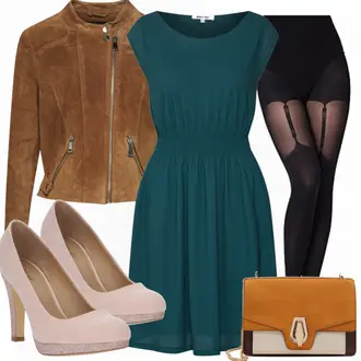 Outfit mit Türkis/Dunkelgrün/Grün Kleid Große Größe/A-Linien Kleid/Kleid mit Tasche/Neckholder Kleid/Jerseykleid/Plissee Kleid/Standesamt Kleid/Etuikleid/Ärmelloses Kleid/Einfarbig Kleid/Trägerloses Kleid About You "Grnes Kleid"