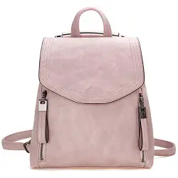 JOSEKO Rucksäcke Damen, Handtasche Frauen PU Rucksack Schule Umhängetasche für Hochschule Mädchen Schultertasche mit Verstellbaren Trägern(Hellrosa)