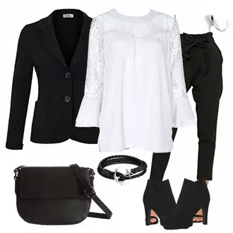 Langarm Outfit mit Weiß/Rosa SchlupfBluse/Bluse/LangarmBluse/Offene Bluse/Lederjacke/Bluse Oberteil/3/4 Bluse/Spitzentunika/SpitzenBluse BAINASIQI "Sofia"