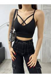 BKELFE Dmsk pedn kov rkov popruh s polstrovanm crop topem bustier