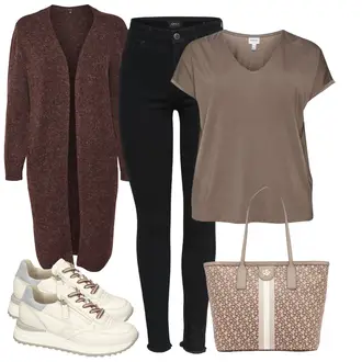 Jeans Outfits Mom Fitness met grijs/bruin/Khaki/beige VERO MODA "Sportieve zomeroutfit"Look: Fitness, Aeroob, Meditatie