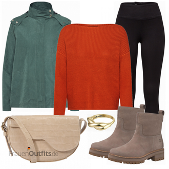 Outfit mit Braun/Grau Stiefel Timberland "NAKD Umhngetasche"