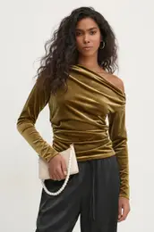 Velur pulover zelena barva, KI139-4785