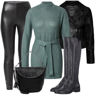 Outfit mit Schwarz Lederjacke VERO MODA "Modisches Winter Outfit"