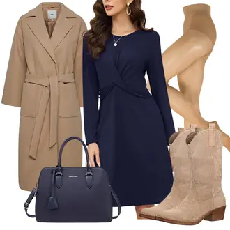 Cowgirl Komfort Outfit mit Beige/Braun Spitzer Stiefel/Western Stiefelette/CowboyStiefel/Cowboy Stiefel Elara "Perfekt für den Winter"Look: Stil, Trendige, Empire, Rap, Western, Cowgirl, Country Styl