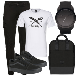 Winter Outfit mit Schwarz/Khaki/Dunkelgrau CargoHose/FunktionsHose/Zip Off Hose/Cargo-JoggingHose/TrekkingHose/WinterHose Jack & Jones "Street Style Outfit"