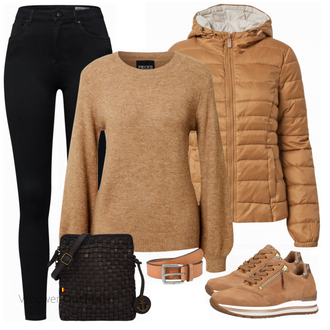 Outfit met bruin Sneaker Gabor "Perfect voor de winter"