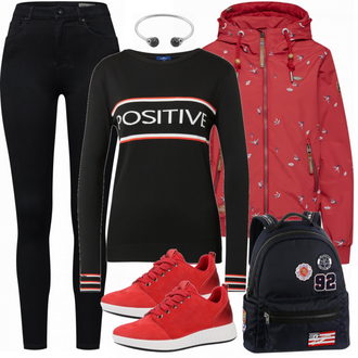 Outfit mit Schwarz Lederjacke/Cord Legging/High Waist Legging/Strick Legging/Gefütterte Leggings/Lederjacke/Thermohose/Treggings/Warme Leggings/Biker Jeans/Thermojeans VERO MODA "About You"