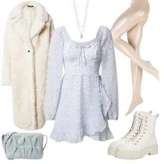 Winter Outfits mit Grau/Fliederfarben Minikleid Hollister "Romantischer Winterlook"