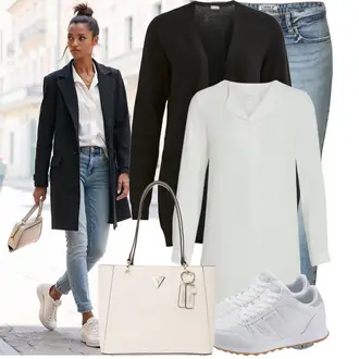 Outfit s Oranžová/Hnědá/Béžová/Bílá/Krémová Pohodlná Bota/Bezpečnostní bota/Lodička s Přezkou/Teniska s dírkovaným vzorem/Tenisky s Bočním Zipem/Bota Na Pěší Turistiku/Nízká Teniska/Teniska na platformě/Zdravotní bota Skechers "Volnočasový outfit na jaro"