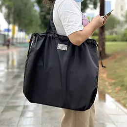 High-quality Large Purple Shoulder Tote Bag - Polyester, Foldable & Reusable Shopping Bag With Drawstring Closure And Nylon , Lightweight &