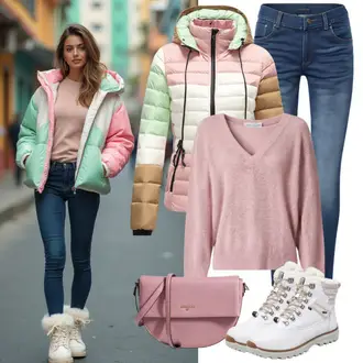 Outfity na běhání Léto s Modrá/Tmavě modrá Kožená bunda/Kotníková Bota/Džíny s Rozparkem/Push up Džín/Džíny s Dírou/Kožené bundy levi's ®, Růžová Pásková taška/Plážová Taška/Shopper/Women's Cosmetic Bags/Vějířová brašna/Malá Taška bershka "Pohodlný Zimní Outfit"