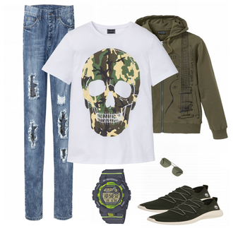 Outfit mit Grün Sneaker Timberland "Cool"