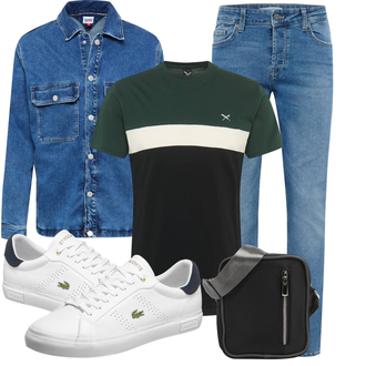 Outfit mit Dunkelgrün/Grün Funktions T-Shirt/T-Shirt Training/Ausgefallenes T-shirt/Ringelshirt/Kurzarm T-Shirt/Sport-Top/Shirt Iriedaily "Perfekt für die Freizeit"