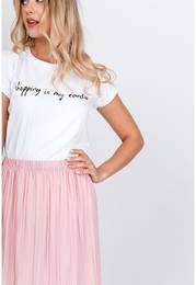 Women's T-shirt with the inscription Shopping is my cardio - white,