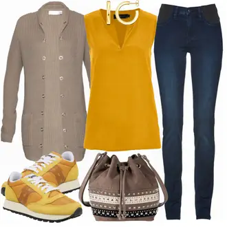 Outfit mit Sneaker Saucony "Bonprix Yellow"