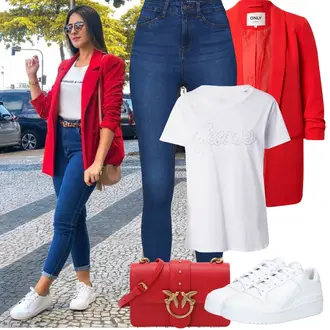 Jeans Outfits mit Blau/DunkelBlau/HellBlau Lederjacke/High Waist Jeans/Jeans mit Schlitz/Push up Jeans/Cuir Chaussures/Thermojeans/Winterjacke Noisy may "Frühling outfit"