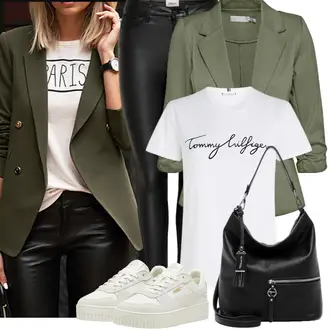 Business Outfits Sportlich mit Dunkelgrün/Khaki/Grün Cargoblazer/Blazerjacke/Lässiger Blazer/Lederjacke für Männer/Eleganter Blazer/Blusenblazer/Baumwoll ­Blazer/Lederjacke/Boyfriend Blazer Fransa, Khaki/Beige/Grau/Hellgrau/Weiß Sommer Sneaker/Vintage Sneaker/Skateschuh/Sneaker Low/Plateau-Sneaker Puma "Perfektes Büro Outfit"Look: Büro, Classic, Boyfriend, Moderne, Empire, Sportlich, Edel, Smart Casual, Elegant, Schick, Glamourös, Nahtlos, Bundeswehr, 20er Jahre, Streetwear, Esthetische, Retro, Casual