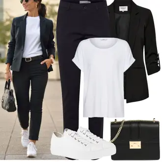 Basic Outfit sa Crna Kargo Blejzer/Oversize Sako/Kožna Jakna za Muškarce/Kratki Sako/Dugi Sako/Sako od smokinga/Sako Jakna/Boyfriend Sako/Casual Sako/Sakoi za Bluzu/Kožna jakna za muškarce Only "Proljetni Outfit"
