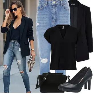 Fitness Outfit sa Crna Majica I Top Veći Broj/Bluza Veći Broj/Tunika JdY "Proljetni Outfit"Look: Fitness, Aerobik