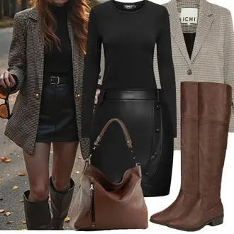 Mit Absatz Outfit mit Dunkelbraun/Braun/Beige WeitschaftStiefel/Kniehoher Stiefel/Overknee Stiefel/Langer Stiefel/Leder Overknee Stiefel/ReitStiefel/Flache Overknee Stiefel DREAM PAIRS "Modisches Frühlingsoutfit"