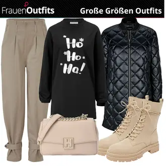 spitze Outfit mit Beige/Braun/Khaki SchnürStiefelette/Klassischer Stiefel/Flache Stiefelette/SpringerStiefel Bullboxer "Winter Outfit"
