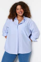 Curve Blue Striped Poplin Shirt