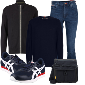 Logoprint Outfit mit Schwarz Sneaker ASICS SportStyle "Super für die Freizeit"