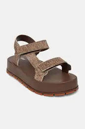 Sandali FLOWING PLATFORM DENIM enski, rjava barva, M 36132