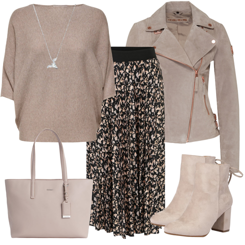 Beige/Braun High Heels Stiefelette/Schnürstiefelette/Gefütterte Stiefelette/Sommerstiefelette/Winter Stiefelette About You kombinieren mit Weiß/Grau/Hellgrau/Silber Schmuck Feine Kette/Collier/Reich verzierte Halskette Swarovski