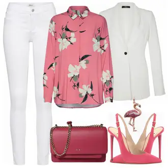 Outfit mit Weiß/Schwarz/Braun Bluse mit Lochstickerei/Bluse Oberteil/Kinderspielzeug/Schößchen­bluse/Verspielte Bluse/Volantbluse/Damen 7/8-Länge Jeans/Cropped Jeans/Schlaghose Jeans/Jeans-Culotte/Bundfaltenjeans/Formelles Hemd/Wide Leg Jean Only "Soyaconcept"