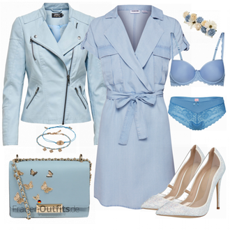 Outfit mit Hellblau/Blau Kleid Große Größe/Tunika Noisy may "Schöner Look für die Party"