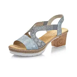 Rieker Damen Sandalen V2916, Frauen Riemchensandalen, sommerschuh Sommersandale Absatz Damen Frauen weibliche Ladies feminin,Heaven,38 EU / 5 UK