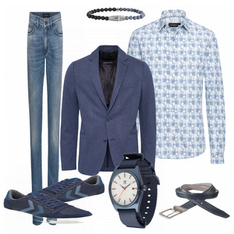 Outfit mit Blau Sneaker Hummel "Mathias"